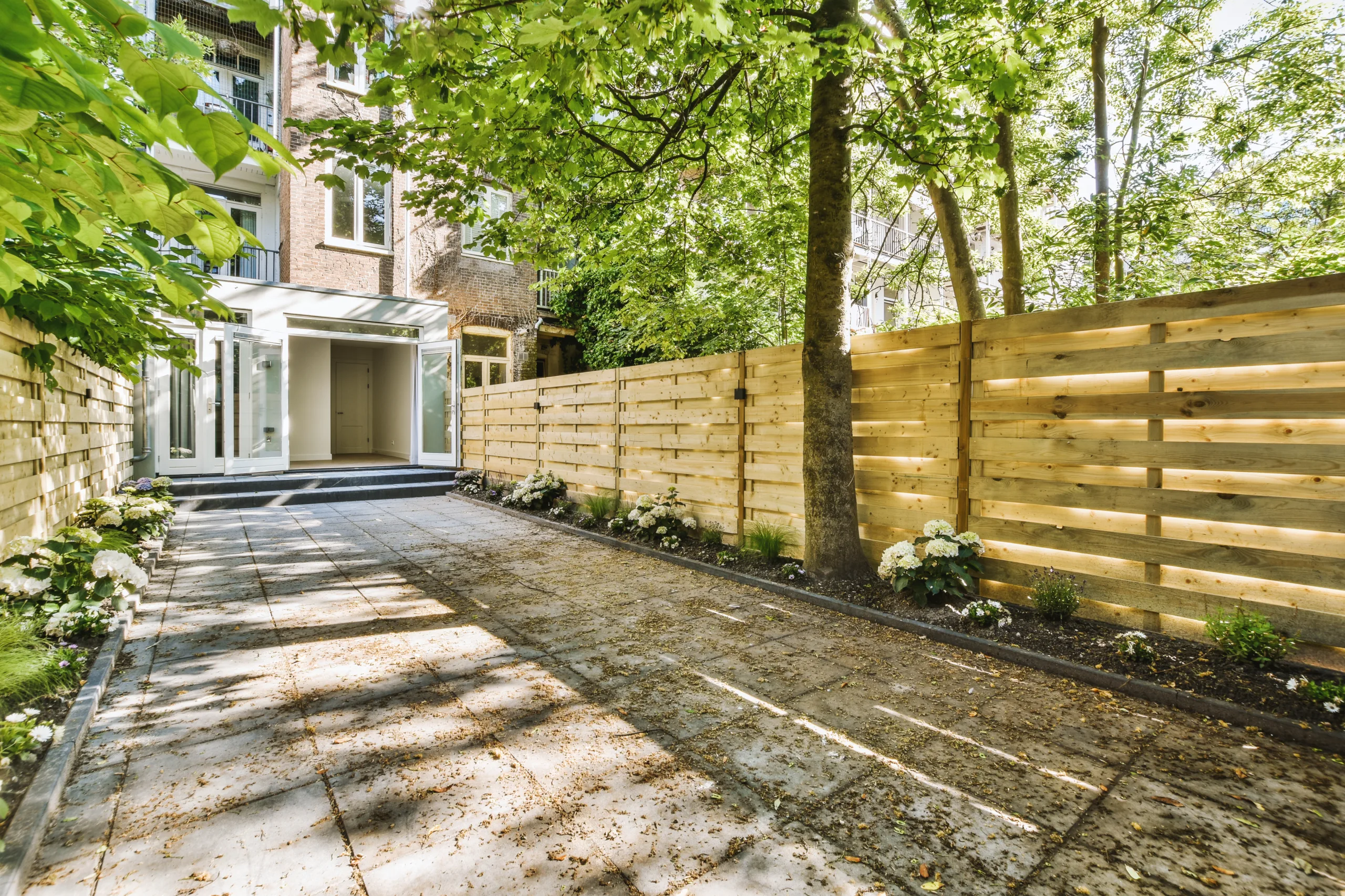 Neat patio with sitting area